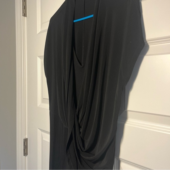 VINCE CAMUTO CAP SLEEVE DRAPE FRONT BLACK DRESS sz M - Picture 5 of 9